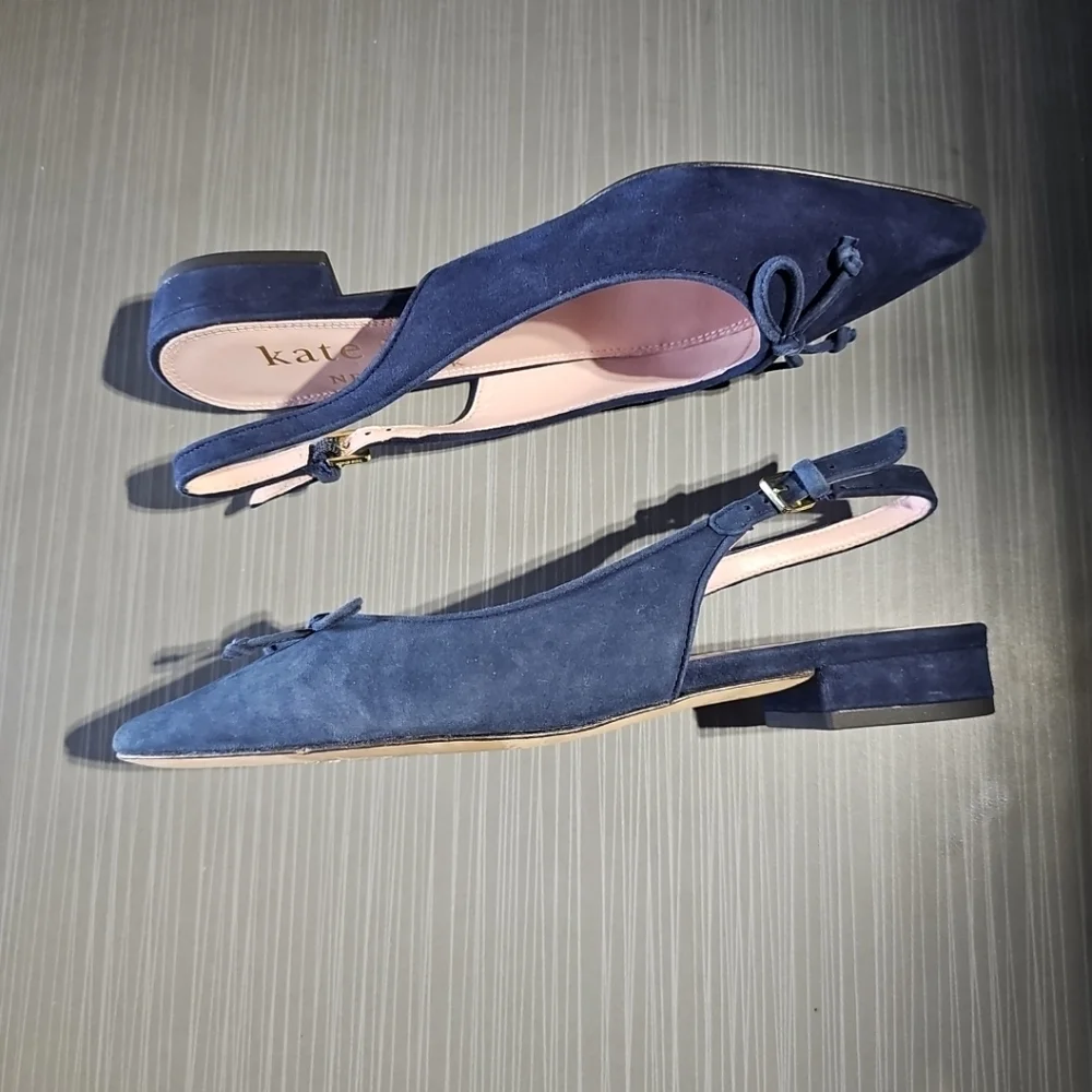 Kate Spade Veronica Suede Navy Flats In Size 6B Excellent Pre-Owned Condition‎